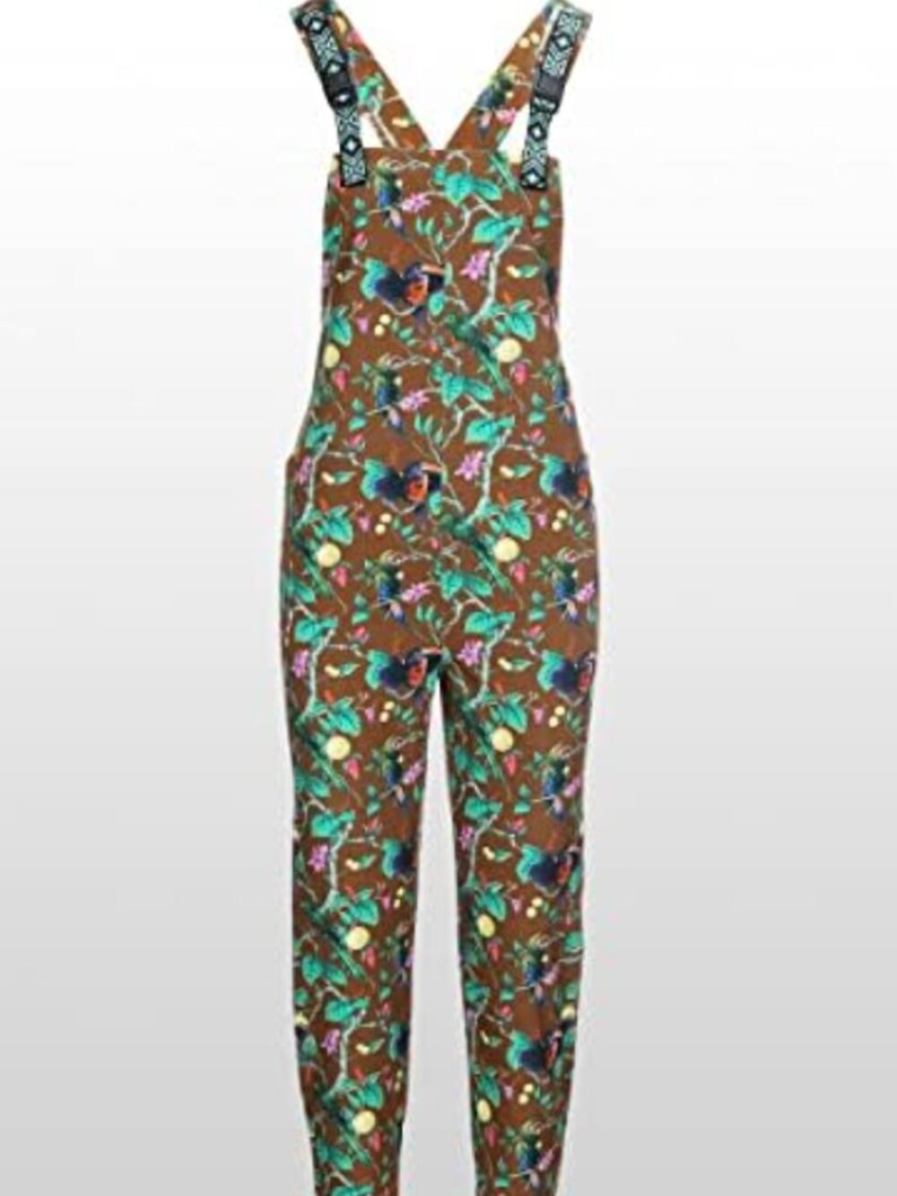 Kavu San Blas Overalls Jumpsuit One Piece Rainforest Verde Floral Brown Medium